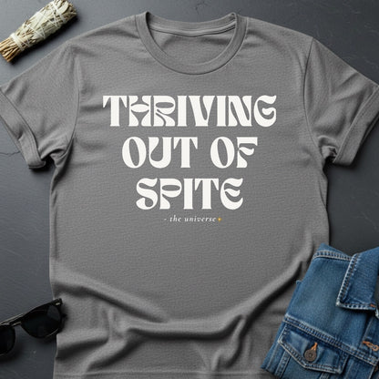 Thriving Out of Spite Graphic Tee - Faded White Garment - Dyed T-Shirt - Youniverses