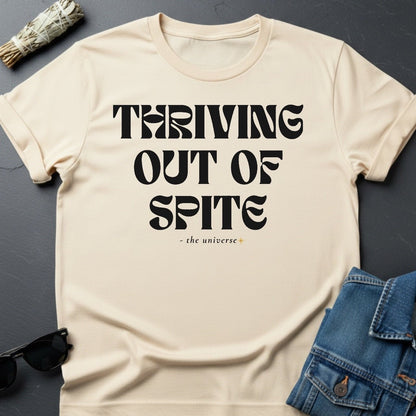 Thriving Out of Spite Graphic Tee - Faded White Garment - Dyed T-Shirt - Youniverses