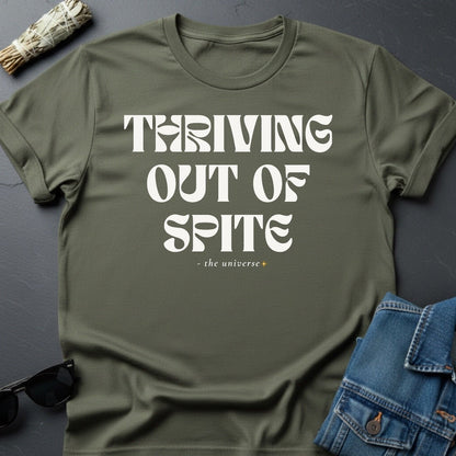 Thriving Out of Spite Graphic Tee - Faded White Garment - Dyed T-Shirt - Youniverses