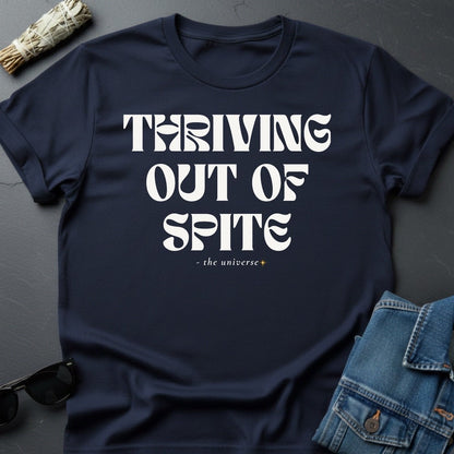 Thriving Out of Spite Graphic Tee - Faded White Garment - Dyed T-Shirt - Youniverses