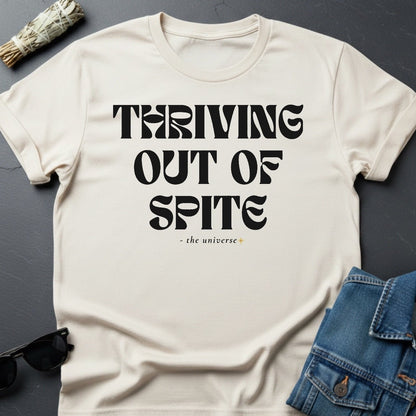 Thriving Out of Spite Graphic Tee - Faded White Garment - Dyed T-Shirt - Youniverses