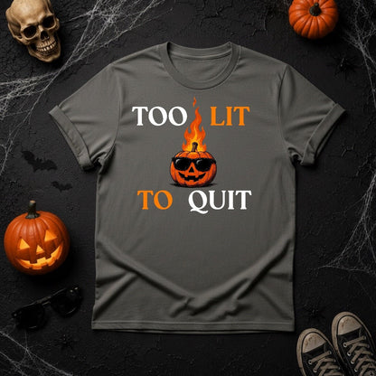 Too Lit To Quit Flaming Pumpkin Graphic T-Shirt - Youniverses - Youniverses
